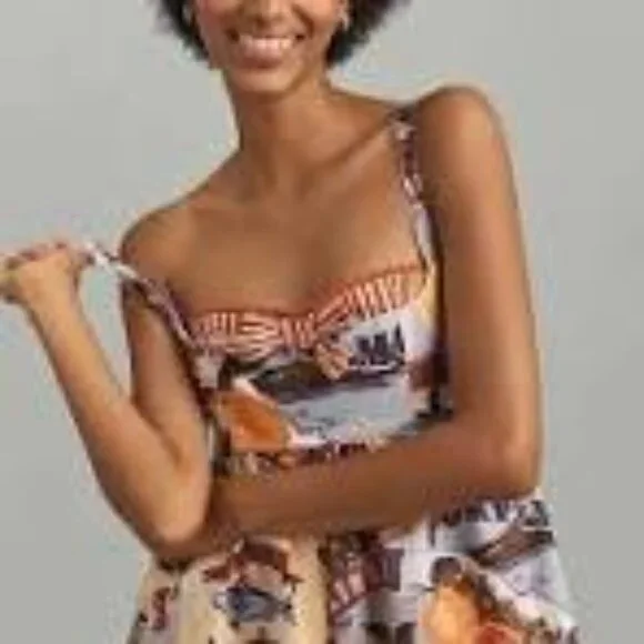 Christian Lacroix sardine Italy layered Anthropologie bustier cotton romper M - Picture 4 of 6